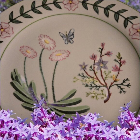 I Godinger & Co Botanical Floral 10.5" Plate Butterfly Dragonfly EUC - Picture 2 of 7